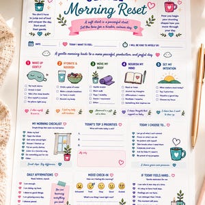 Gentle Morning Reset Printable | Morning Routine Planner | Self Care Worksheet | Wellness Journal (Digital Download) image 5