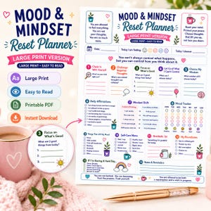 Mood Reset Planner | CBT Mental Journal, Anxiety Relief & Printable Mood Tracker (Digital Download)