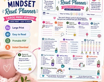 Mood Reset Planner | CBT Mental Journal, Anxiety Relief & Printable Mood Tracker (Digital Download)