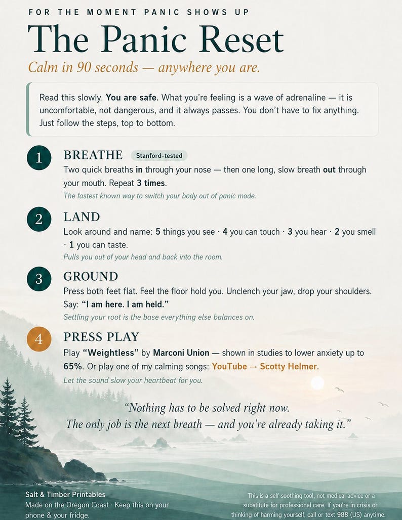 Panic Attack Help | 4-Step Grounding & Breathing Technique Printable (Digital Download) image 2