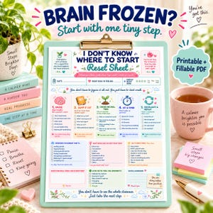 ADHD Overwhelm Reset Worksheet | Fillable PDF for Executive Dysfunction, Brain Dump (Printable)