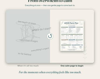 ADHD Panic Plan Printable | Overwhelm Reset Worksheet | Grounding Tool (Digital Download)