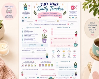 Tiny Wins Daily Tracker | Self Care Journal | Mental Wellness Worksheet | (Digital Download)