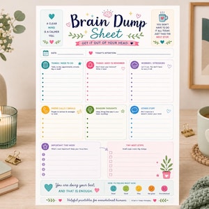 Brain Dump Sheet | ADHD Mental Clutter Reset | (Digital Download)