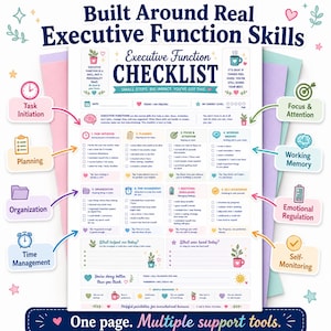 Executive Function Checklist Printable, ADHD Daily Support Worksheet, Focus Planning Organization and Emotional Regulation image 4