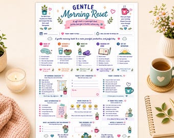 Gentle Morning Reset | Morning Routine Planner | Self Care Worksheet | Wellness Journal | (Digital Download)