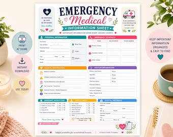 Medical Emergency Information Form | Health Planner Insert | Special Needs & Chronic Illness | (Digital Download)