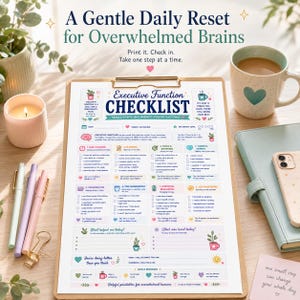 Executive Function Checklist Printable, ADHD Daily Support Worksheet, Focus Planning Organization and Emotional Regulation image 6