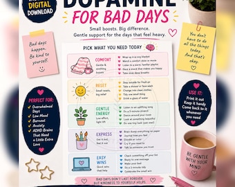 ADHD Energy Planner | Dopamine Menu Printable | Mood Boost Checklist