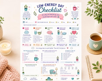 Low-Energy Day Checklist | Burnout Recovery Planner | Self-Care | (Digital Download)