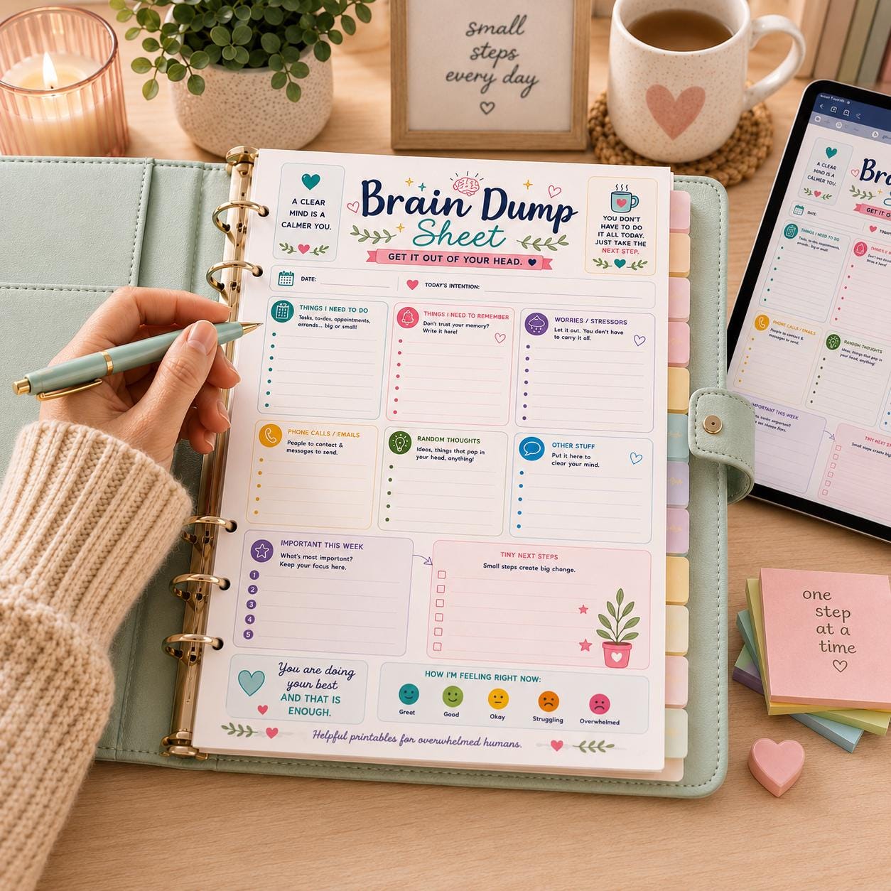 ADHD Brain Dump Sheet Printable | Mental Clutter Reset | Overwhelm ...