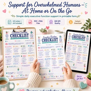 Executive Function Checklist Printable, ADHD Daily Support Worksheet, Focus Planning Organization and Emotional Regulation image 8
