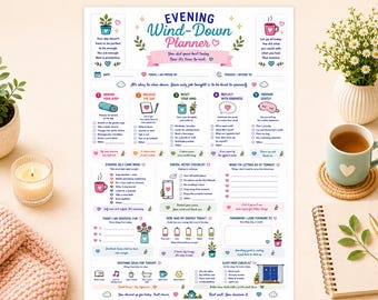 Evening Wind-Down Planner | Bedtime Routine Worksheet | Self Care | (Digital Download)