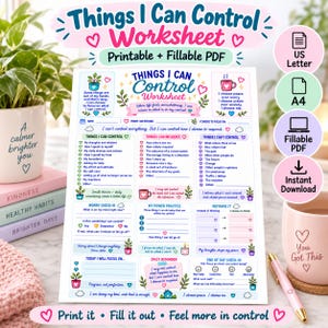 Things I Can Control Planner | Anxiety Reset Planner | Fillable PDF for Overthinking, Stress & Overwhelm