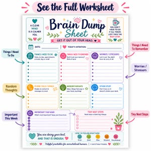 ADHD Brain Dump Planner Printable | Organize Thoughts, Tasks, Worries (Fillable PDF) bild 2
