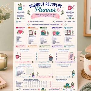 Herstelplanner voor burn-out | Stressdagboek | Zelfzorgwerkboek | (Digitale download)