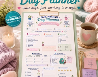 Bare Minimum ADHD Printable Planner | Low Energy Self Care (Digital Download)
