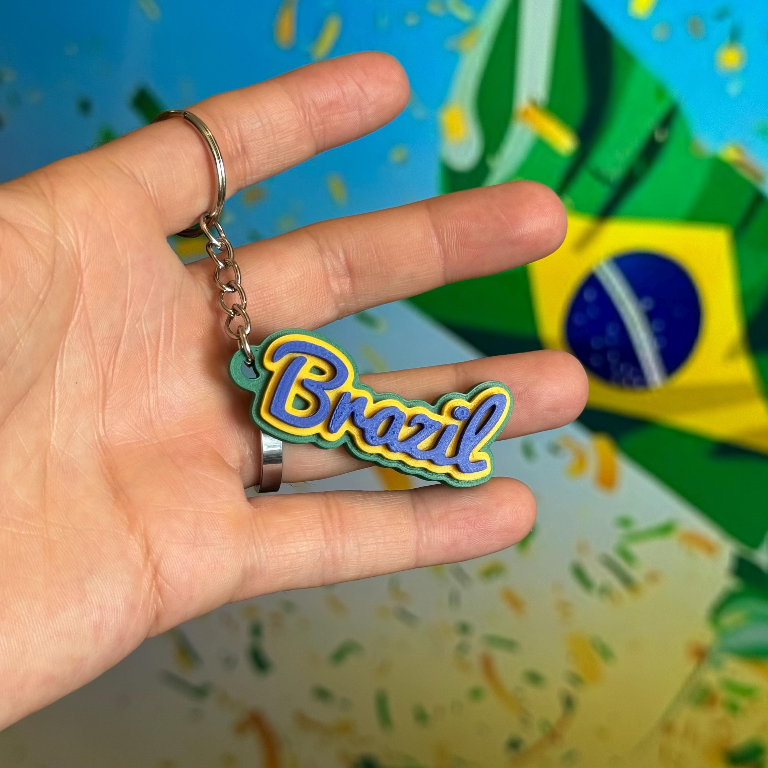 Brazil Keychain | 3D Printed Brazilian Flag Colours Keyring | Brazil ...