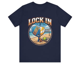 Beach Tennis T-Shirt | Collegiate Two Crossed Paddles | Lock In | Unisex