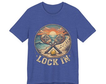 Beach Tennis T-Shirt | Vintage Sunset Paddle Tee | Unisex Heavy Cotton