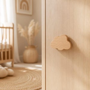 Cloud Wooden Cabinet Knobs, Wooden Cloud Drawer Pulls, Nursery Furniture Handles, Kids Dresser Knobs, Natural Wood Cabinet Hardware