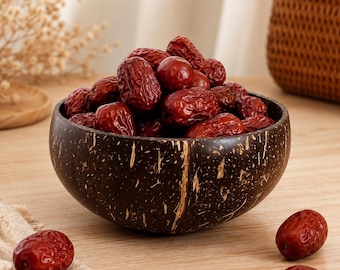 Coconut Bowl, Natural Wooden Serving Bowl, Rustic Fruit Bowl, Boho Kitchen Decor, Handmade Snack Bowl, Eco Friendly Wooden Bowl