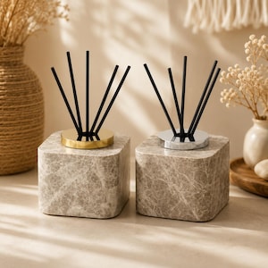 Marble Reed Diffuser Bottle, Stone Aroma Diffuser Holder, Luxury Bathroom Decor, Modern Minimalist Home Fragrance Accent