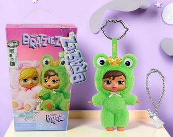 Authentic Bratz Bratziez Frog Princess Plush Keychain, Y2K Kawaii Fashion Doll Bag Charm, Collectible Plush Gift