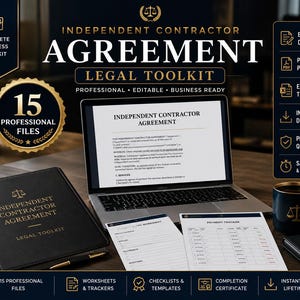 Independent Contractor Agreement Template | Editable Word & PDF | 15 File Legal Toolkit | Instant Download