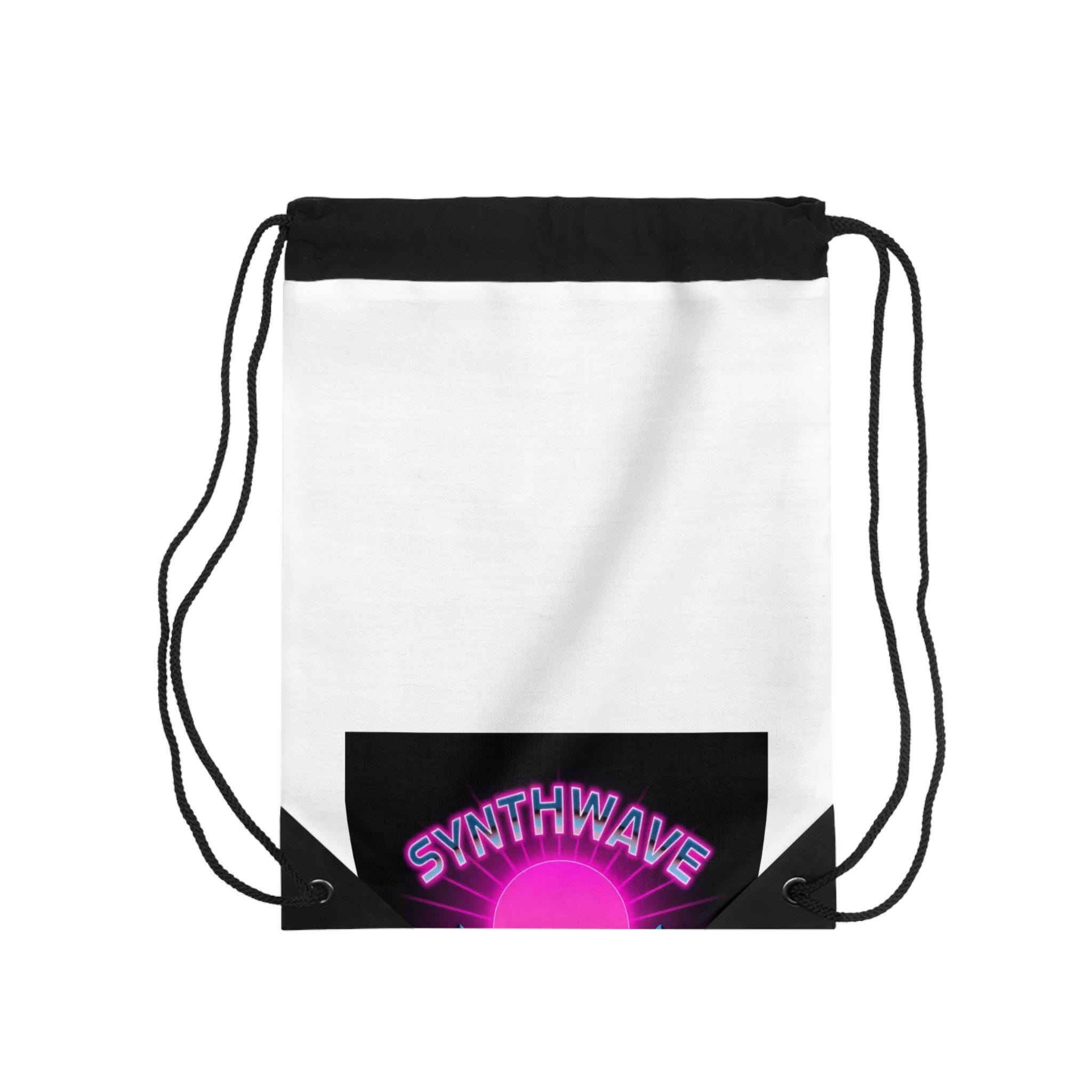 Retro 80s Synthwave Drawstring Bag | Neon Vaporwave Grid Aesthetic ...