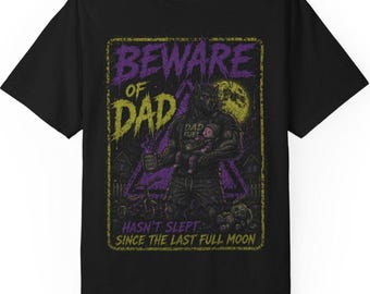 Camiseta ¡Cuidado con papá! / Camiseta gráfica de terror Hombre lobo y luna