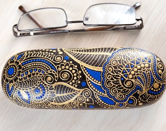 Hard Shell Eyeglass Case Holder For Reading Glasses Unisex Hand Painted Gift for Teacher Gift for Mother