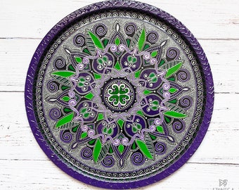 Purple serving tray, Ottoman tray for coffee table, Round wall decor Ø 31 cm, 36 cm, 40 cm, 45 cm