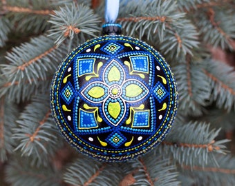 Ukrainian Traditional Christmas Ornaments, Hand painted Christmas Baubles, Holiday Decor for Christmas Tree, Floral Folk Ornaments