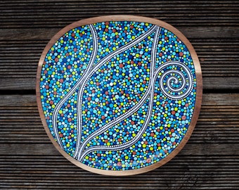 Dot Painted Wooden Plate or Jewelry Dish, Wooden Tray