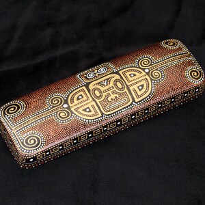 Mayan hard glasses case, Mens eyeglass case, Gift for teacher, Travel accessory, Travel gift, Gift for traveler, Tribal accessories image 2