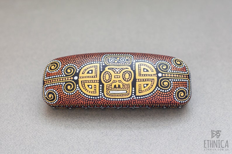 Mayan hard glasses case, Mens eyeglass case, Gift for teacher, Travel accessory, Travel gift, Gift for traveler, Tribal accessories Standard