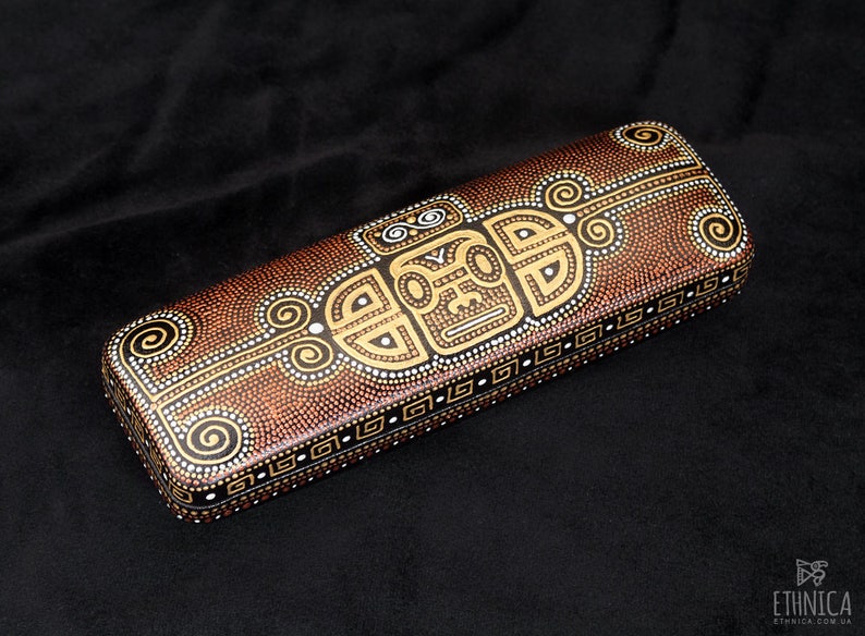 Mayan hard glasses case, Mens eyeglass case, Gift for teacher, Travel accessory, Travel gift, Gift for traveler, Tribal accessories image 2