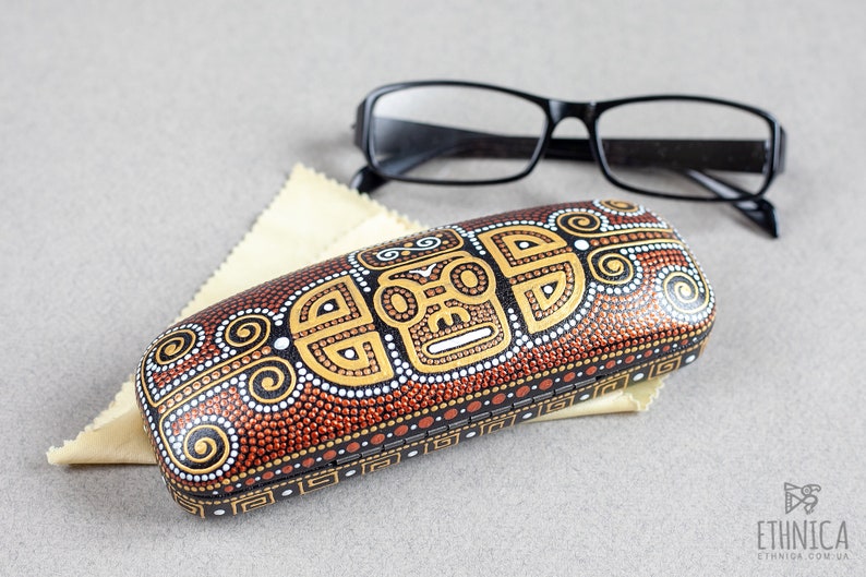Mayan hard glasses case, Mens eyeglass case, Gift for teacher, Travel accessory, Travel gift, Gift for traveler, Tribal accessories image 7