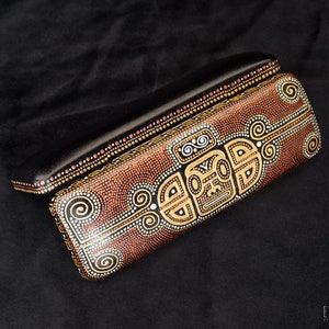 Mayan hard glasses case, Mens eyeglass case, Gift for teacher, Travel accessory, Travel gift, Gift for traveler, Tribal accessories image 3