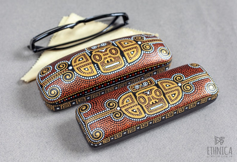 Mayan hard glasses case, Mens eyeglass case, Gift for teacher, Travel accessory, Travel gift, Gift for traveler, Tribal accessories image 6