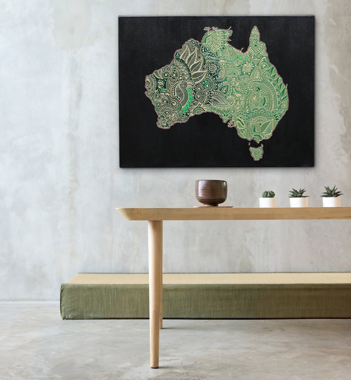 Painting of Australia map on canvas Australia art on Etsy