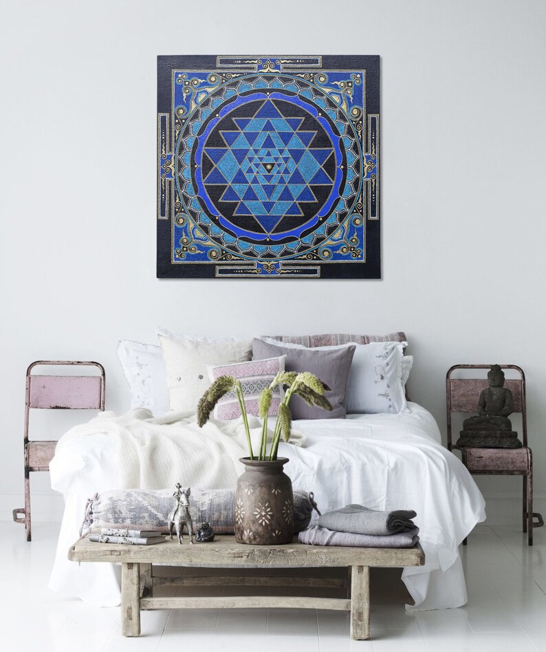 Sri Yantra Wall Art Sacred Geometry Painting Art for Etsy