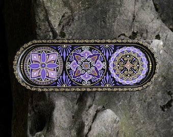 Wooden turkish dish, Tea tray, Small plate for coffee table, Moroccan style hand-painted jewelry dish