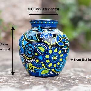 Small Ceramic Vase with Ukrainian Floral Motives, Hand Painted Decorative Vase, Bud Vase image 7
