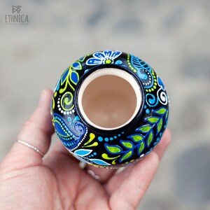 Small Ceramic Vase with Ukrainian Floral Motives, Hand Painted Decorative Vase, Bud Vase image 8