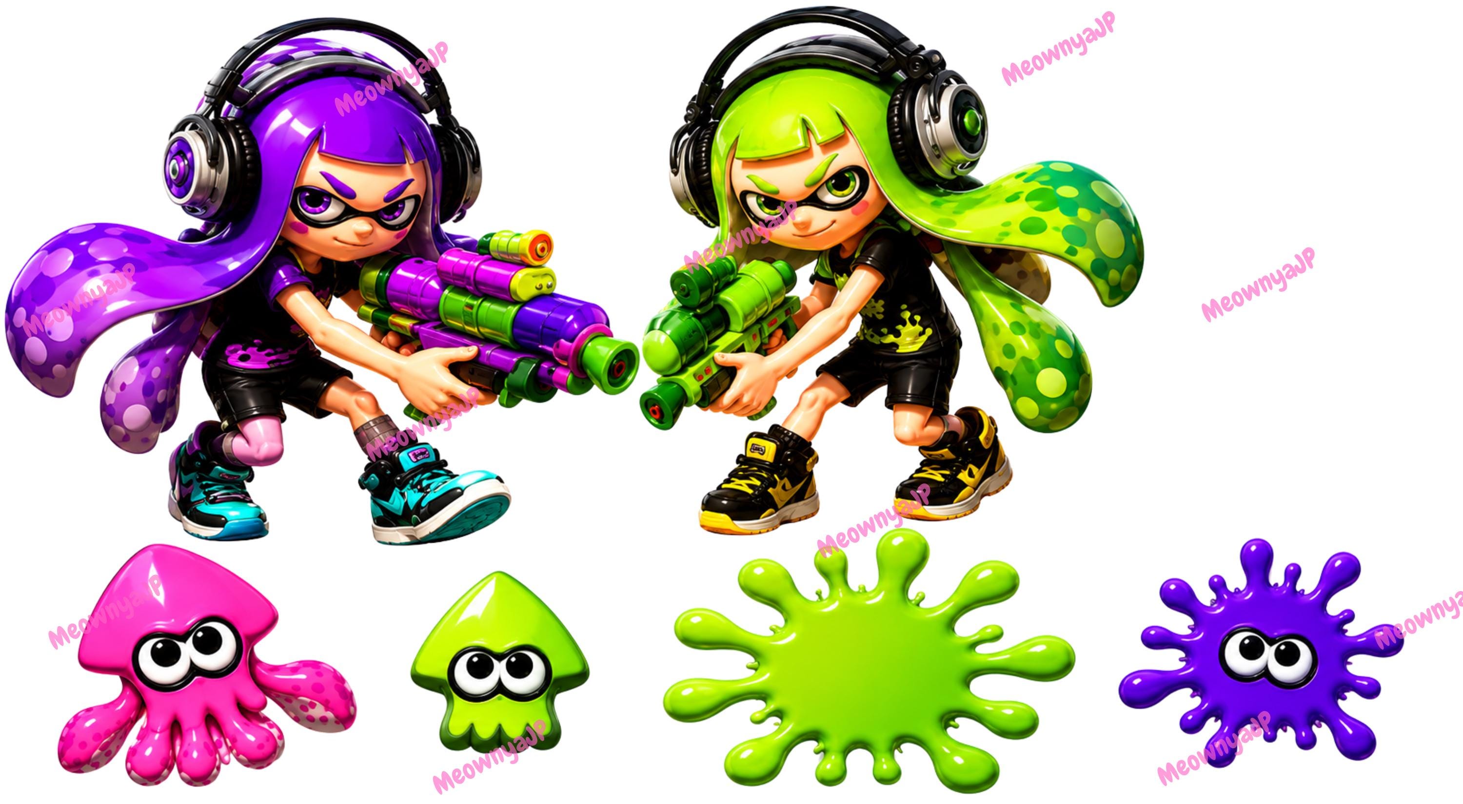 Splatoon PNG Bundle HD Transparent PNG and Studio3 Cake Topper Files - Etsy