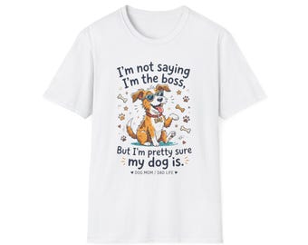 Camiseta gráfica "Dog Mom Dad Life": Camiseta divertida con gafas de sol de cachorro