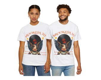 Camiseta vintage de vinilo con águila de Brooklyn, camiseta de recuerdo retro de Nueva York de 1978