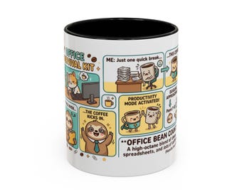 Office Humor Coffee Mug, Workplace Survival Meme Ceramic Cup (11, 15oz)
